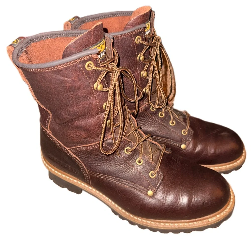 Carolina 12 EE Elm Boots Steel Toe Wide Brown Leather Logger #1821 Work Lineman - Picture 2 of 11